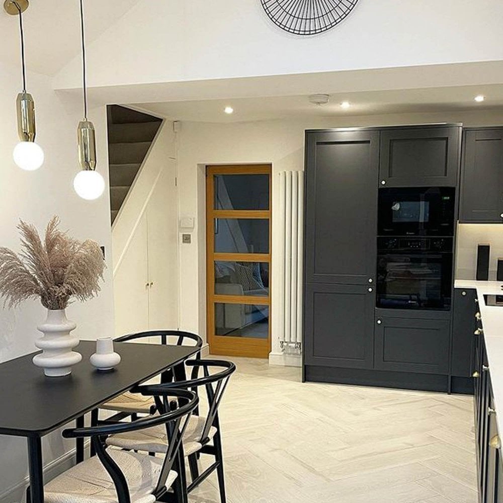 Oak Internal Unfinished Shaker 4 Light Clear Glass Made-to-Measure FD30 Fire Door (122634)