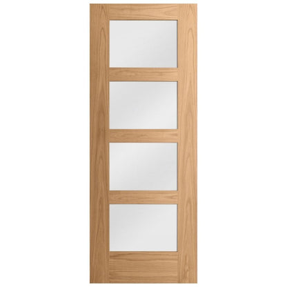 Oak Internal Unfinished Shaker 4 Light Obscure Glass Made-to-Measure FD30 Fire Door (122635)