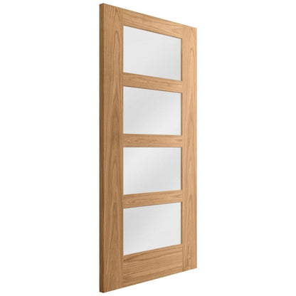 Oak Internal Unfinished Shaker 4 Light Obscure Glass Made-to-Measure FD30 Fire Door (122635)
