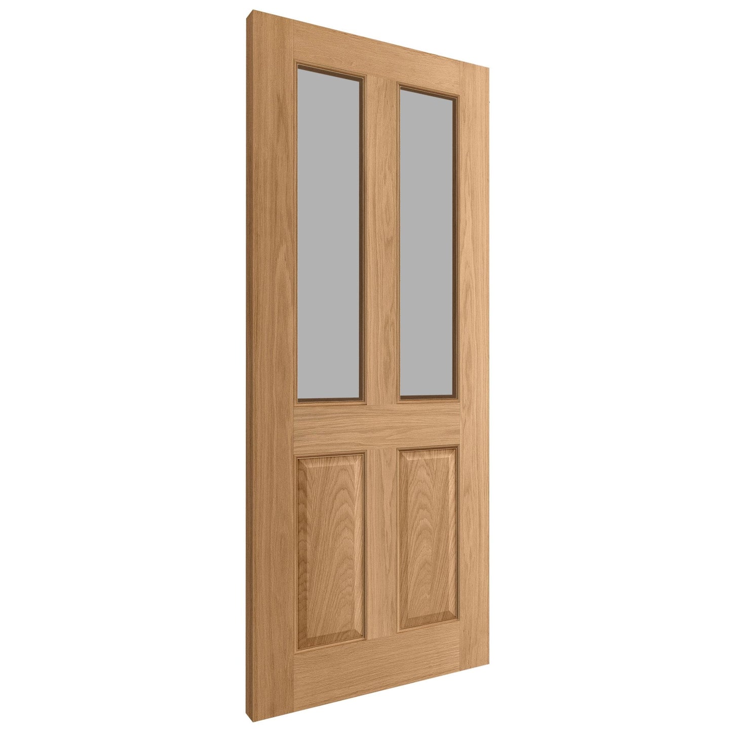 Oak External Unfinished 4 Panel 2 Light Obscure Glass Door (EXTOAK4POBS)