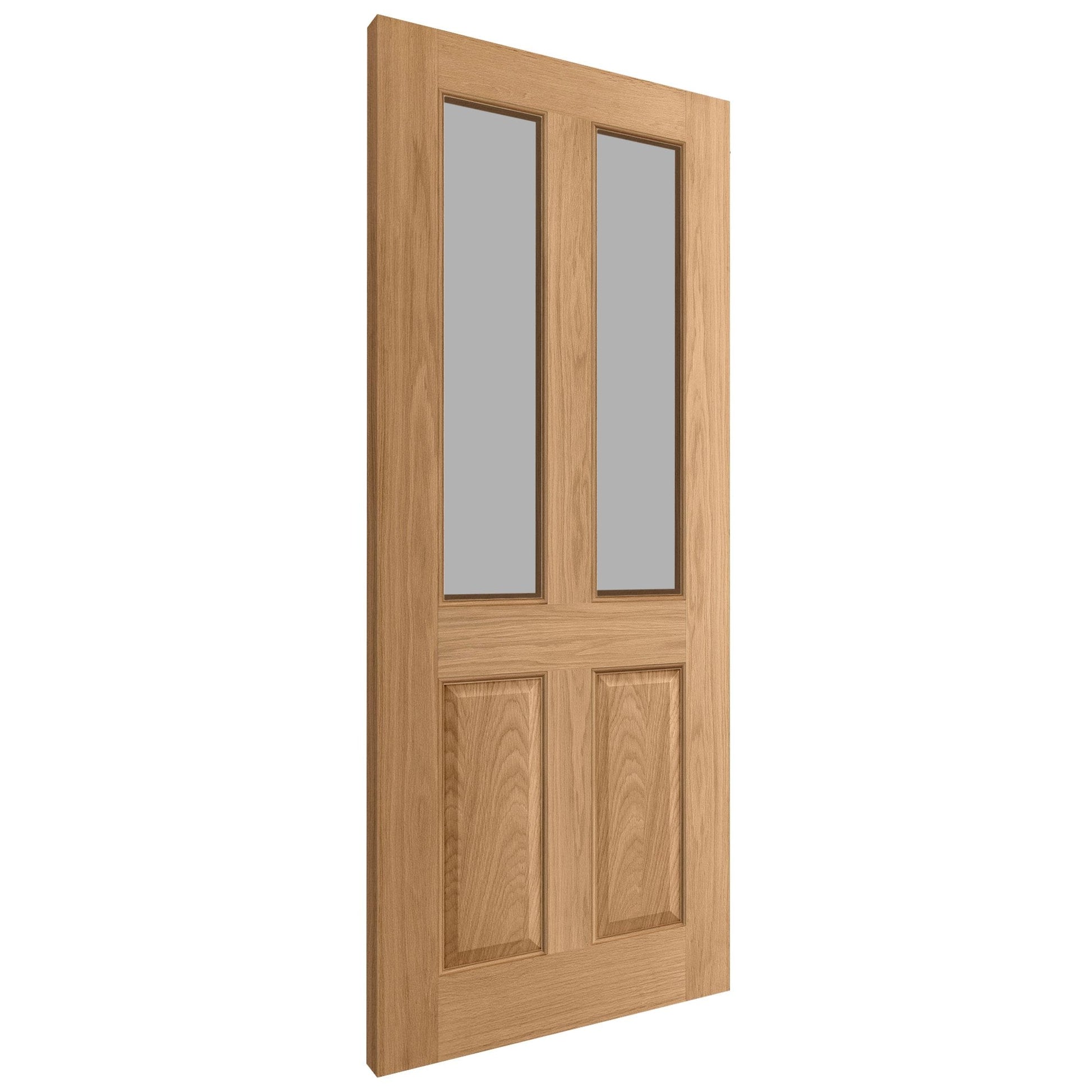 Oak External Unfinished 4 Panel 2 Light Obscure Glass Door (EXTOAK4POBS)