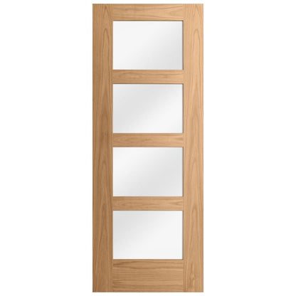Oak Internal Fully Finished Shaker 4 Light Clear Glass Door (122053)