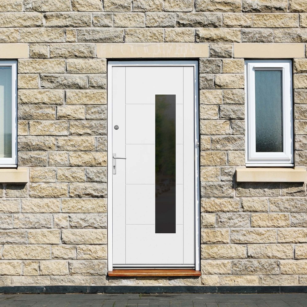 External White Painted Composite 1 Light Obscure Glass Parma Door (121045)