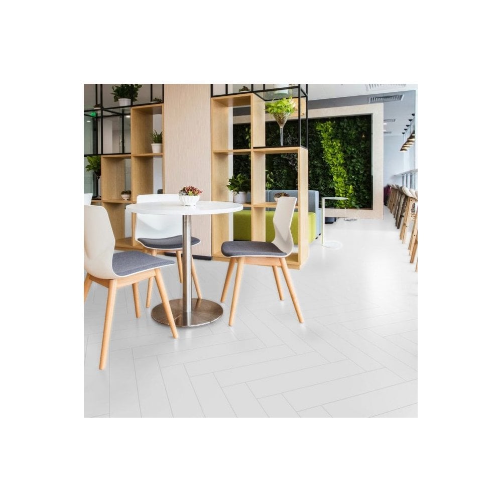 Liberty Floors | White - Lustre Stone SPC Herringbone Vinyl Flooring Sample (SKU-344742)