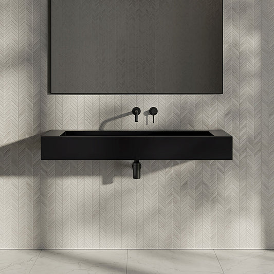 Stream Matt Black Stone Basin 1200mm