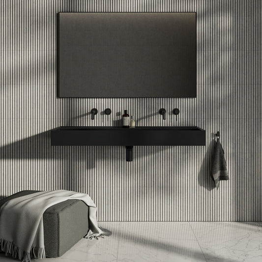 Halo Matt Black Stone Basin 1200mm