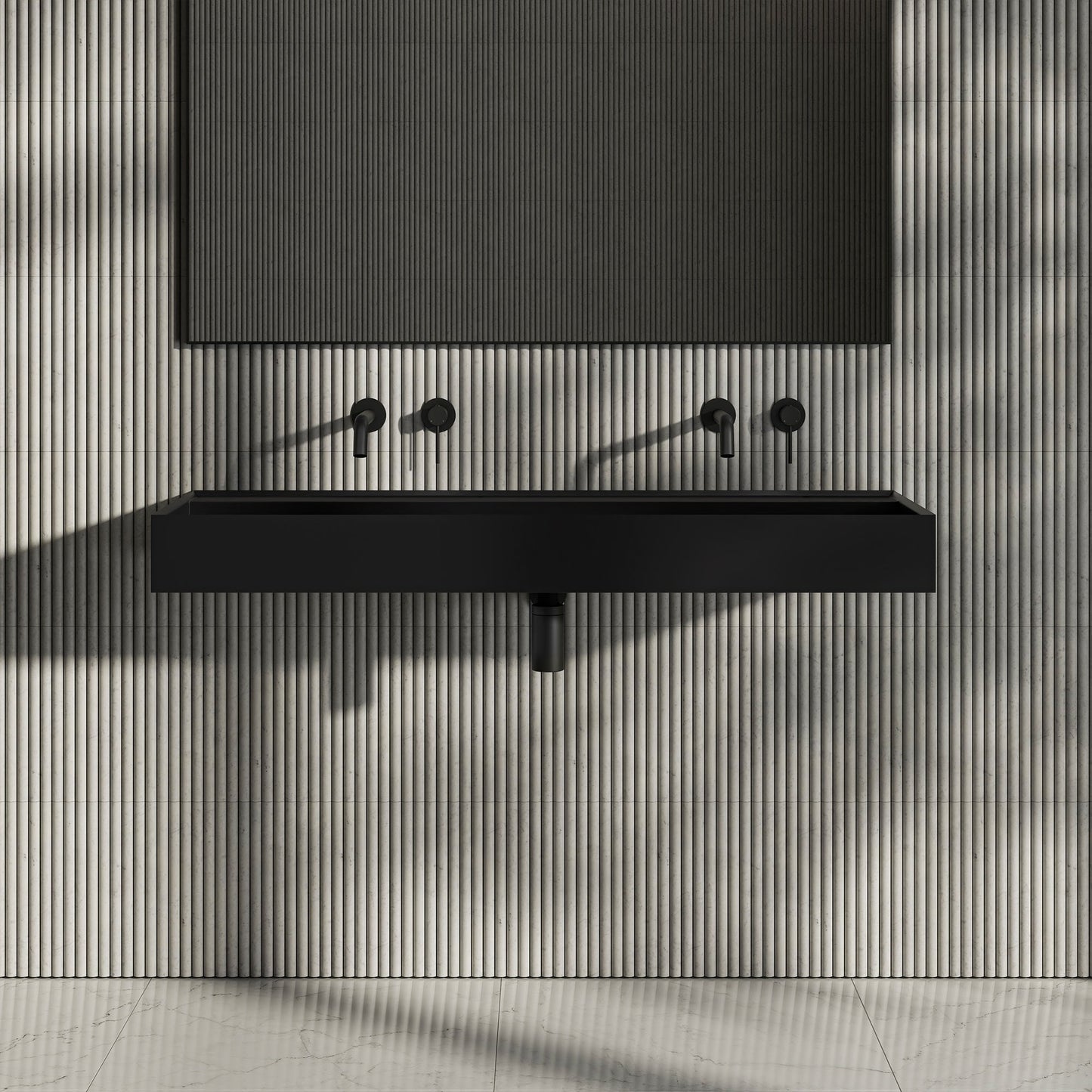 Halo Matt Black Stone Basin 1200mm