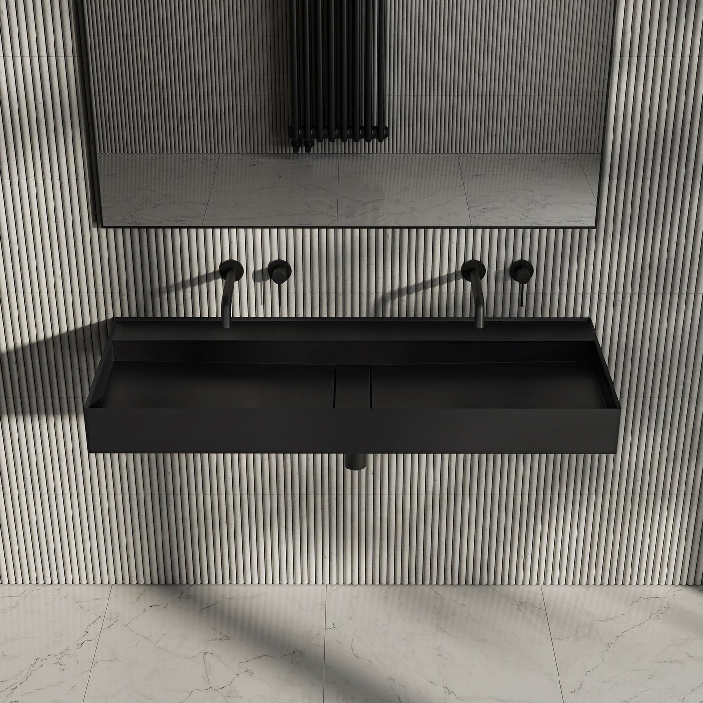 Halo Matt Black Stone Basin 1200mm