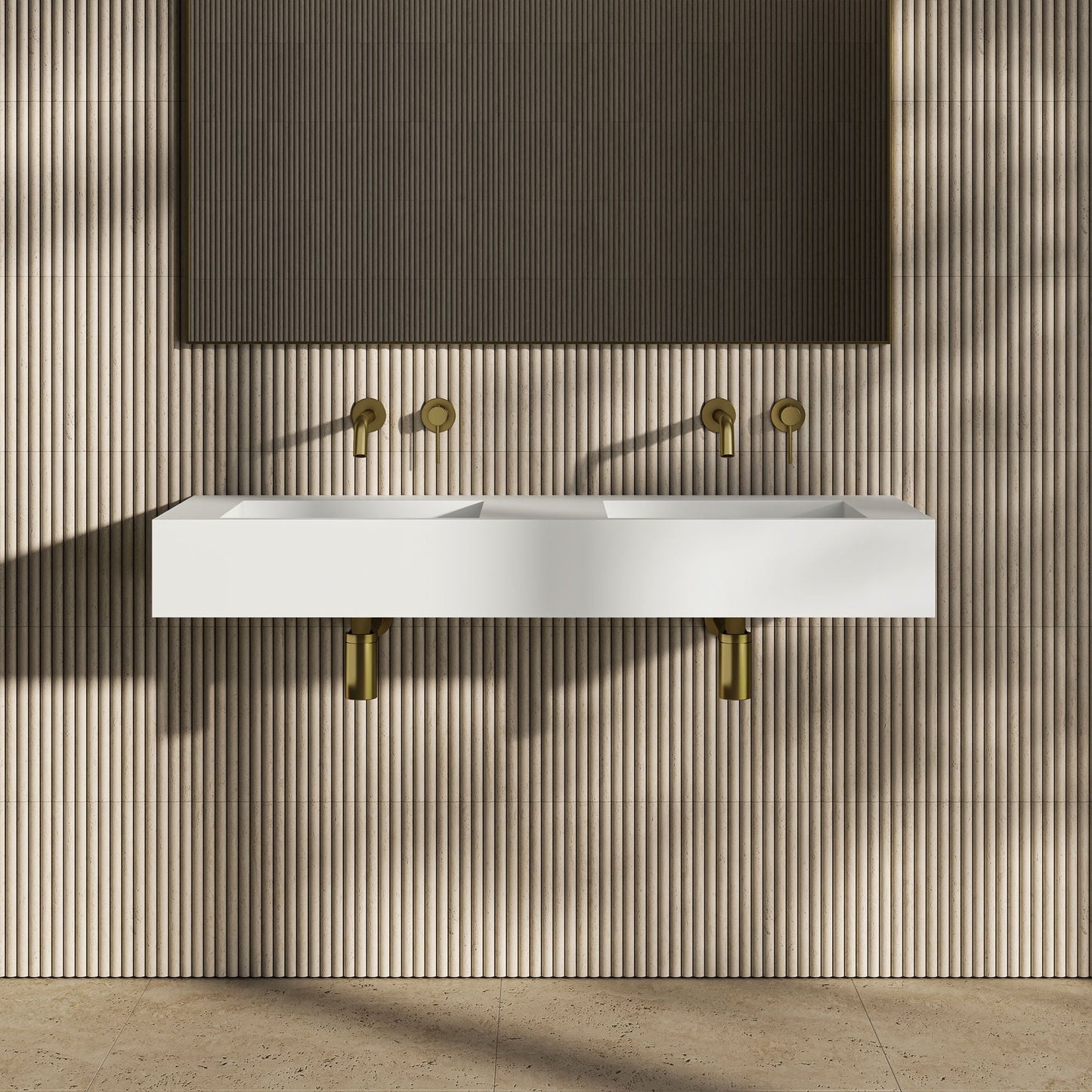 VIvienne Wall Hung Double Stone Basin 1200mm