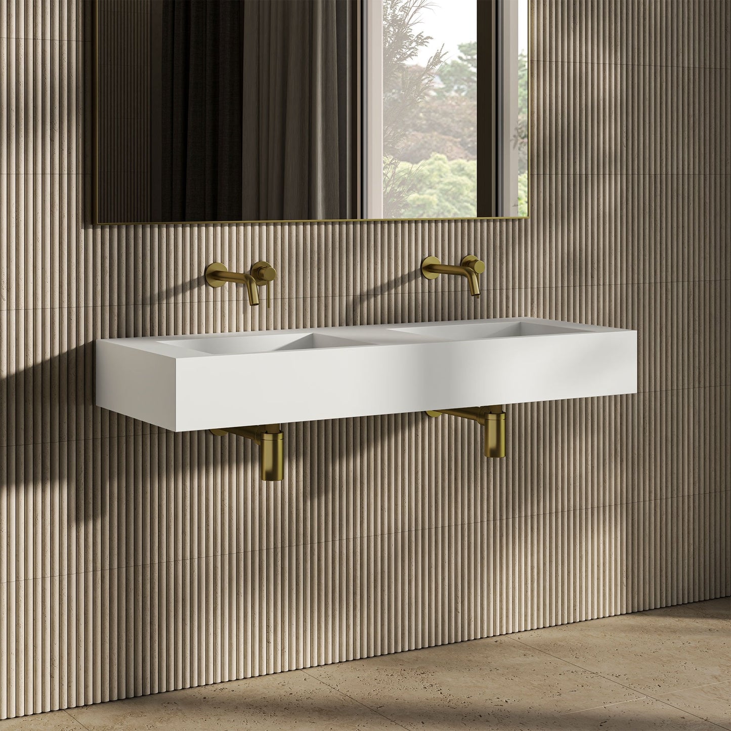 VIvienne Wall Hung Double Stone Basin 1200mm