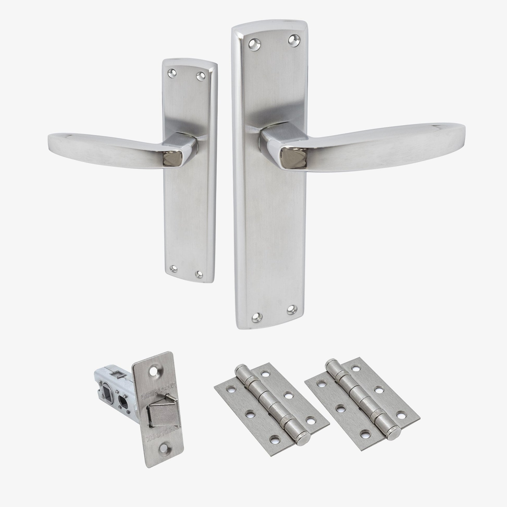 Deco Lever on Backplate Door Handle Set - Polished Chrome / Satin Chrome (122276)