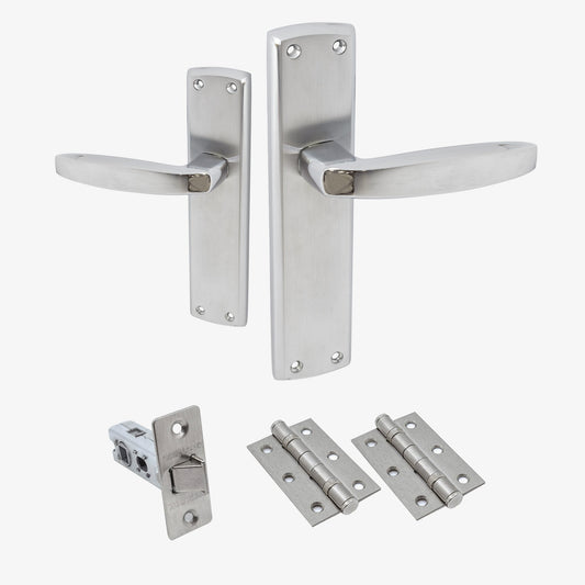 Deco Lever on Backplate Door Handle Set - Polished Chrome / Satin Chrome (122276)