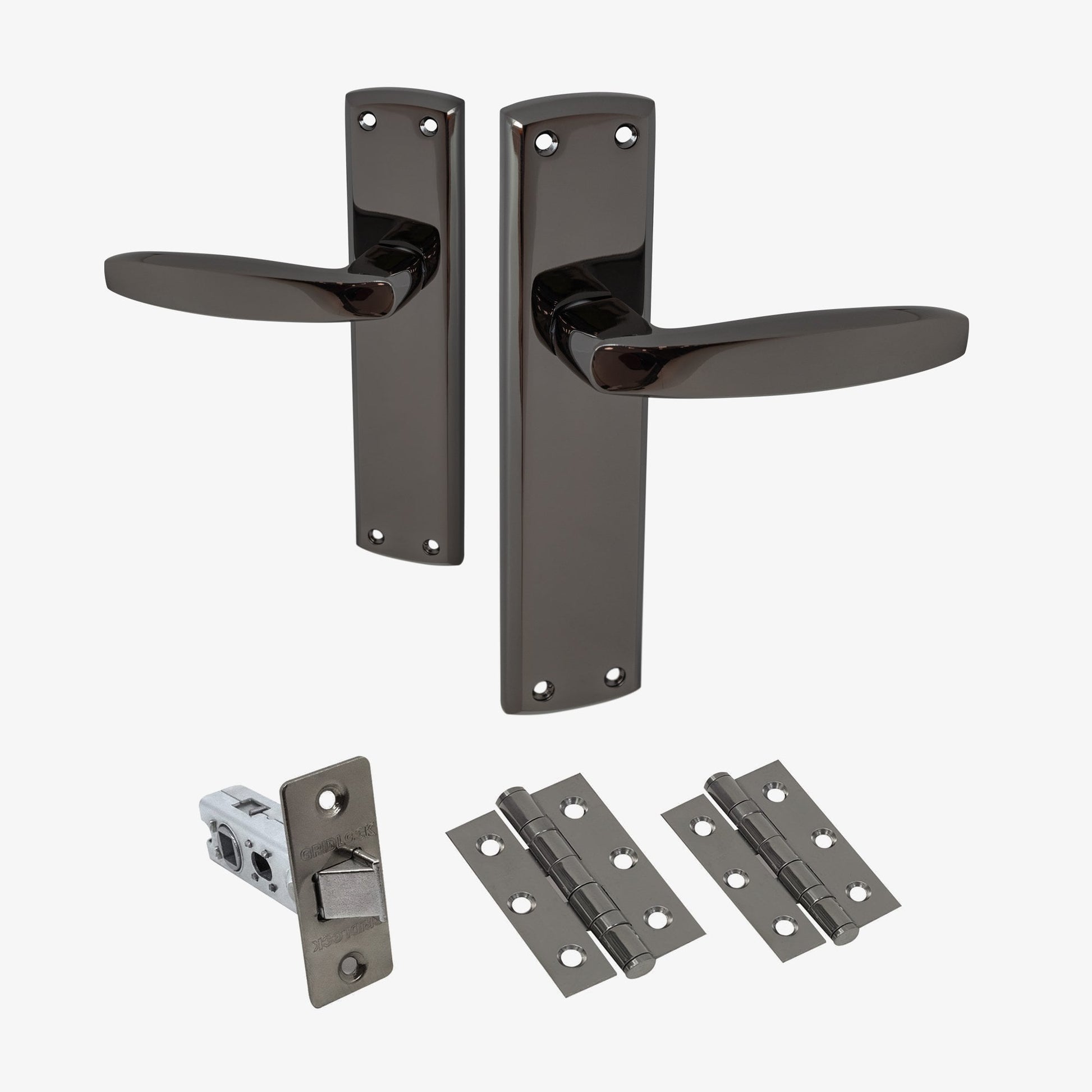 Deco Lever on Backplate Door Handle Set - Black Nickel (122279)