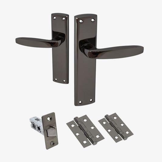 Deco Lever on Backplate Door Handle Set - Black Nickel (122279)