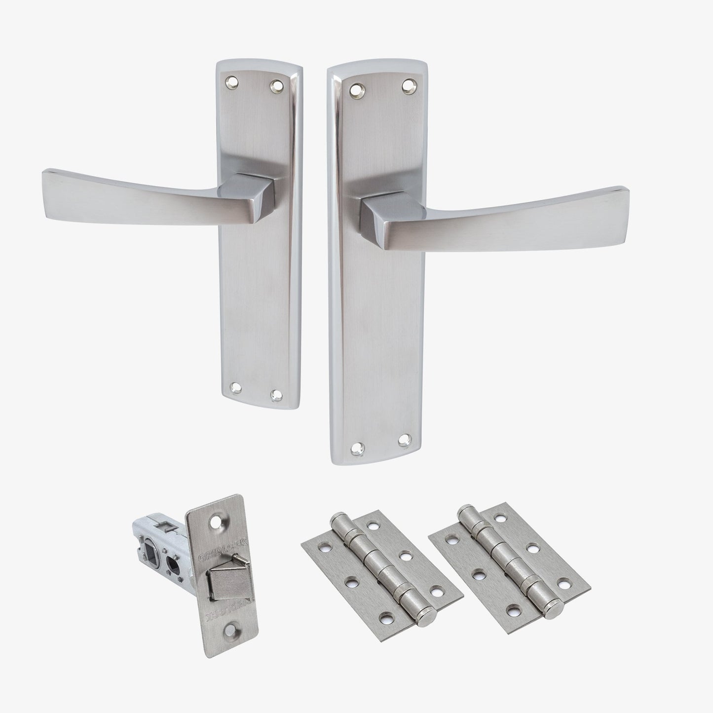 Ritz Lever on Backplate Door Handle Set - Polished Chrome / Satin Chrome (122284)