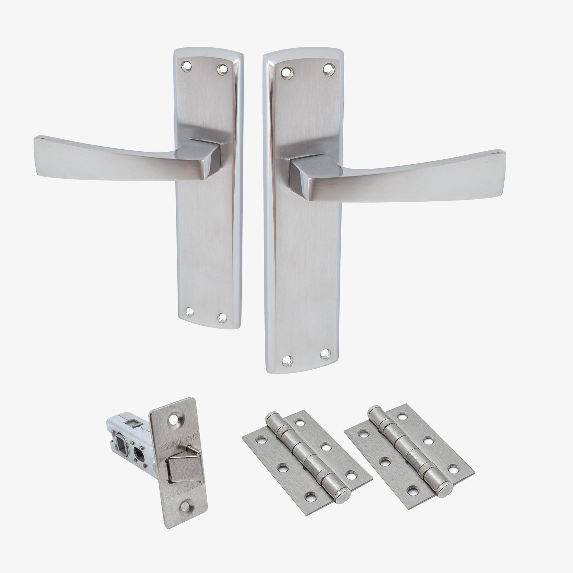 Ritz Lever on Backplate Door Handle Set - Polished Chrome / Satin Chrome (122284)