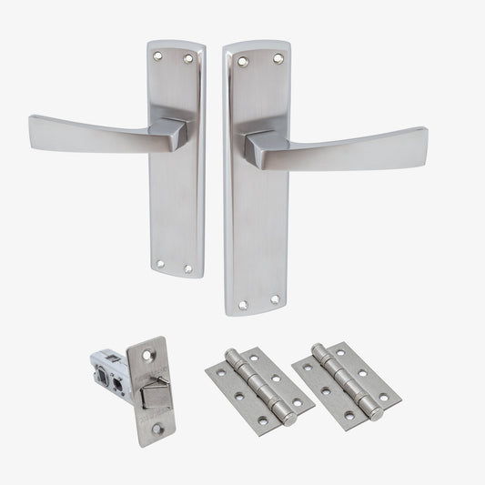 Ritz Lever on Backplate Door Handle Set - Polished Chrome / Satin Chrome (122284)
