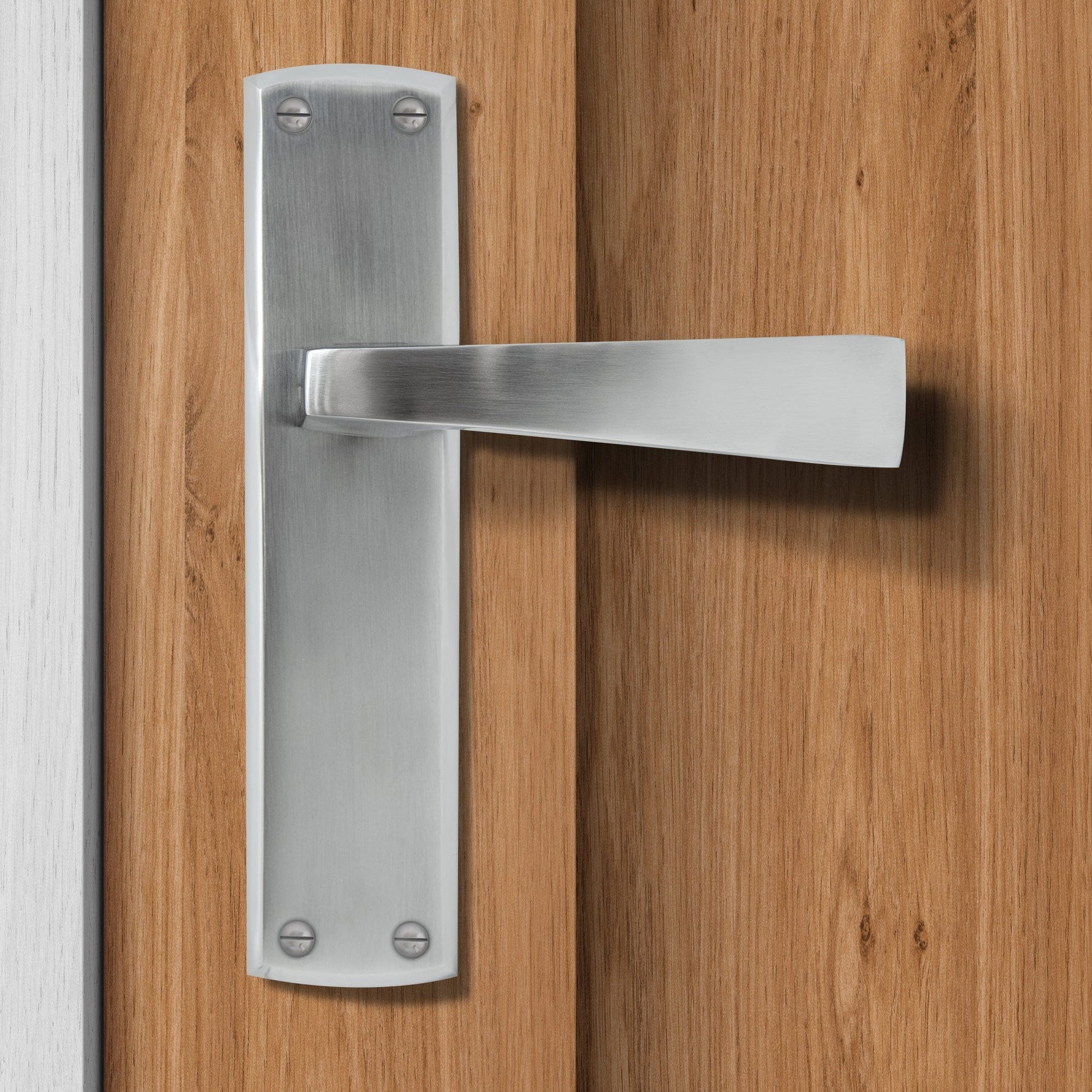 Ritz Lever on Backplate Door Handle Set - Polished Chrome / Satin Chrome (122284)