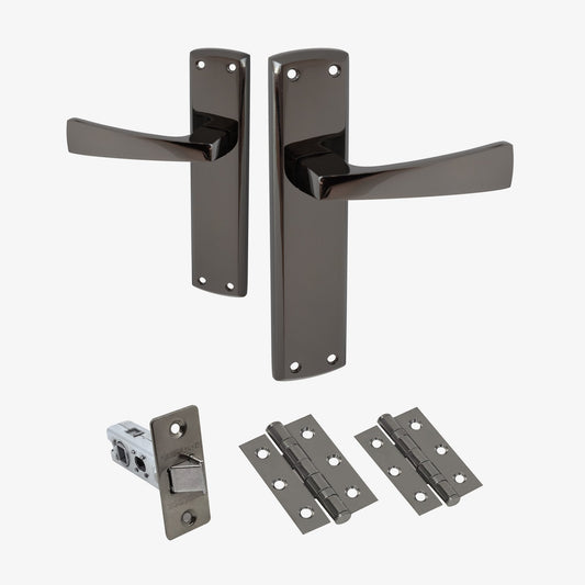 Ritz Lever on Backplate Door Handle Set - Black Nickel (122288)