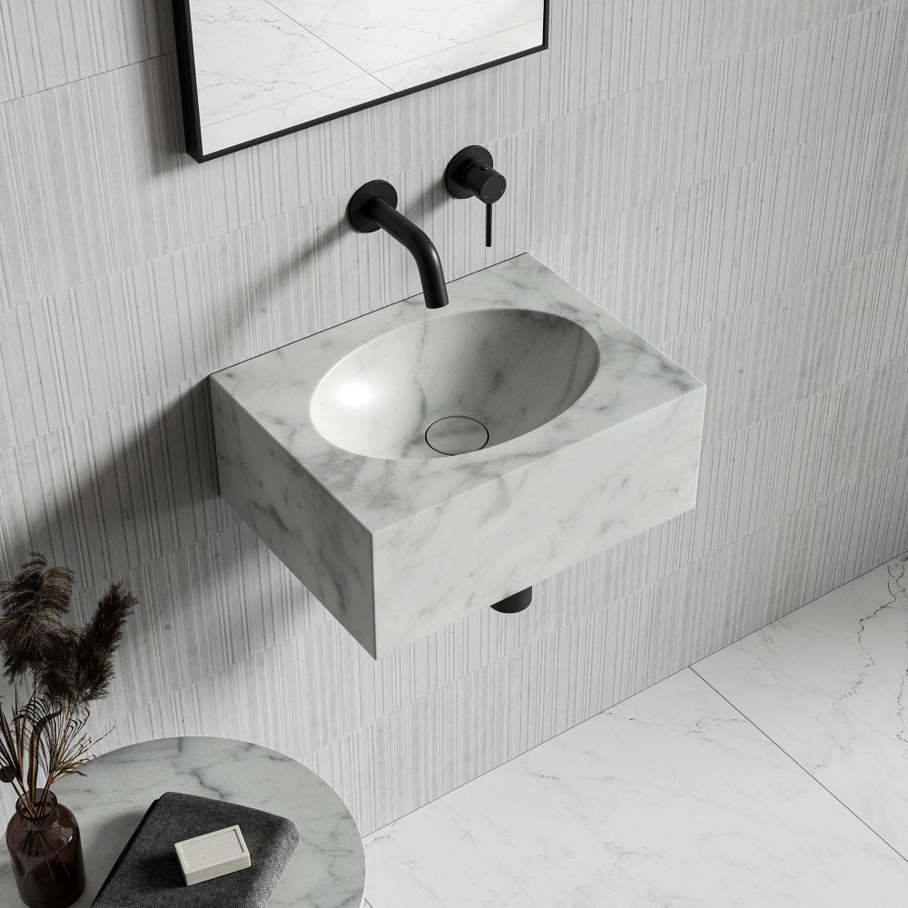 Horizon Carrara Marble Wall Hung Basin 400mm