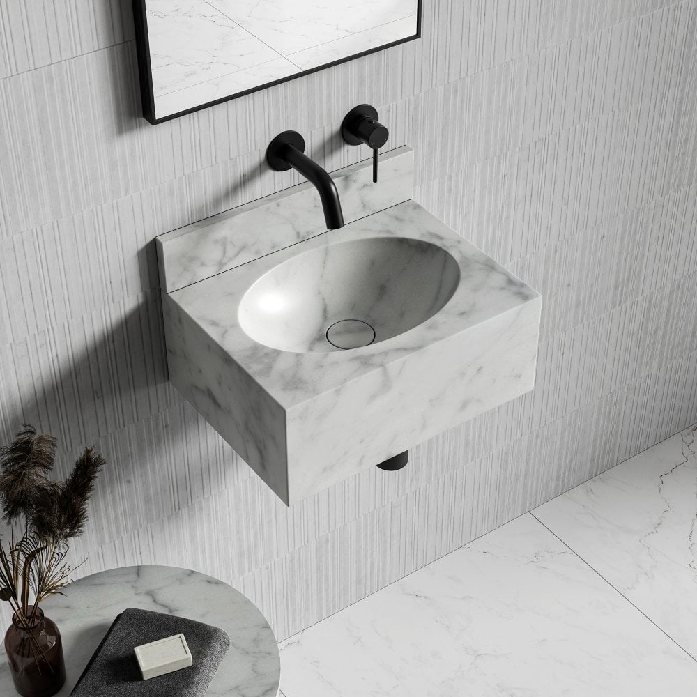 Horizon Carrara Marble Wall Hung Basin 400mm