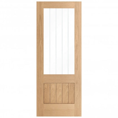 White Oak Internal Unfinished Oregon Cottage Etched Glass Door (121809)