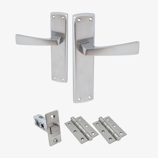 Ritz Lever on Backplate Fire Door Handle Set - Polished Chrome / Satin Chrome