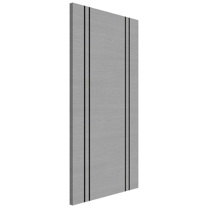 B-Grade Light Grey Ash Internal Fully Finished Flush Door with Dark Grey Ash Vertical Inlays (123583)