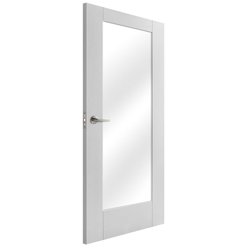 White Internal Primed Pattern 10 Clear Glass FD30 Fire Door (122083)