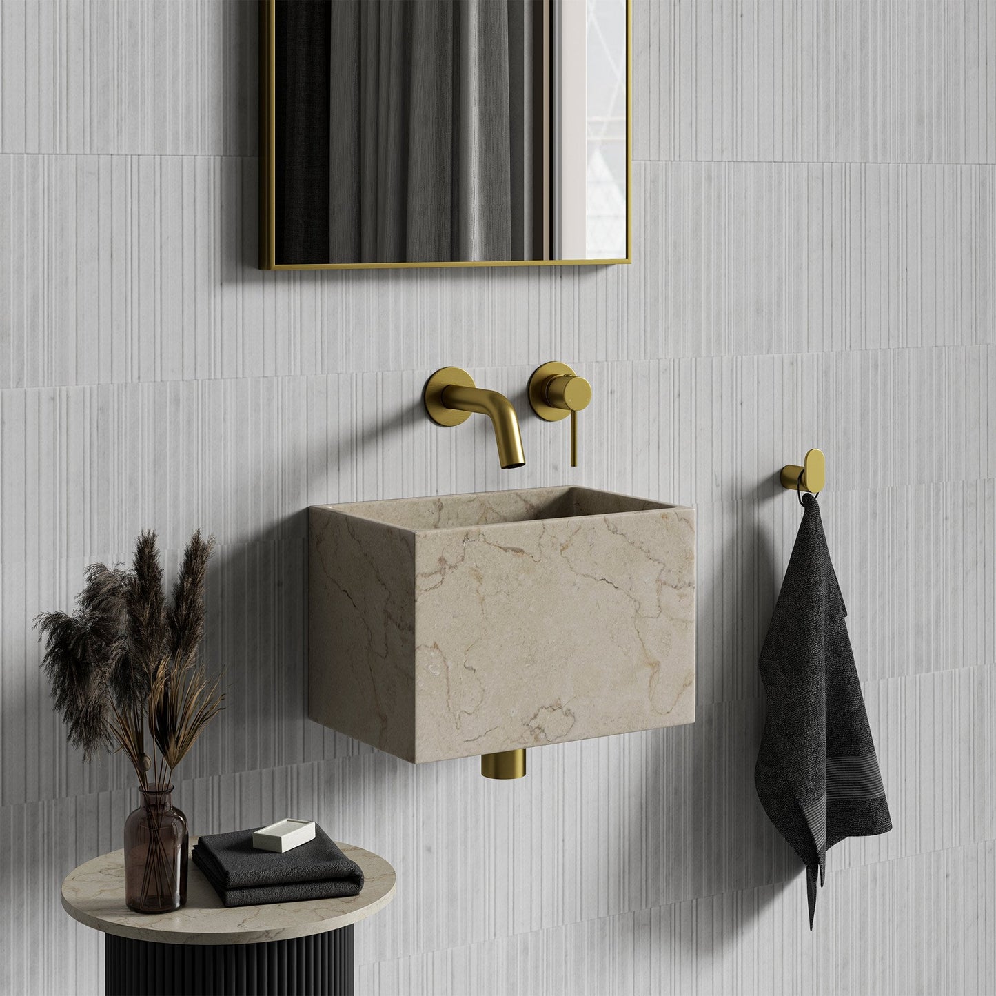 Melody Crema Marfil Marble Wall Hung Basin 300mm