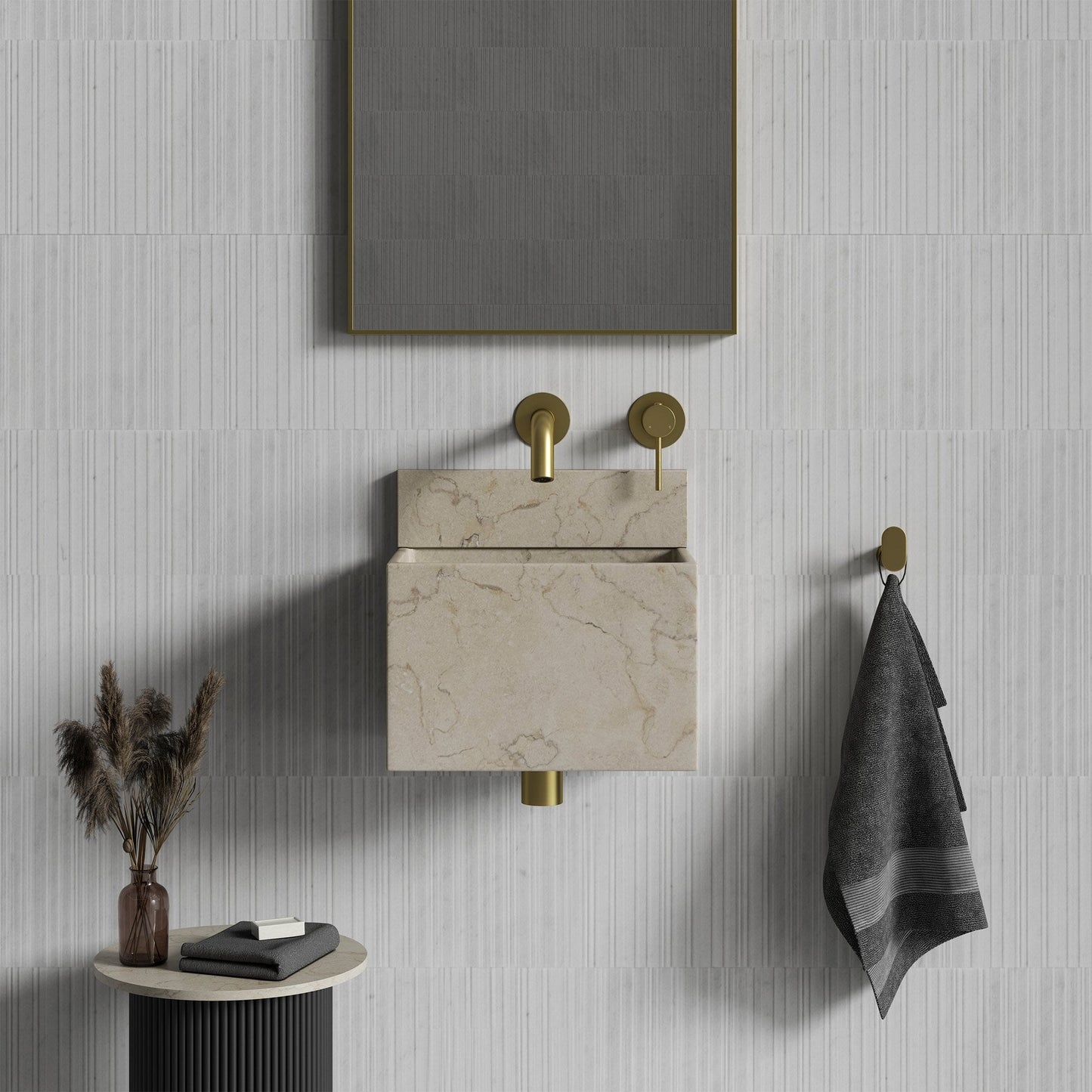 Melody Crema Marfil Marble Wall Hung Basin 300mm