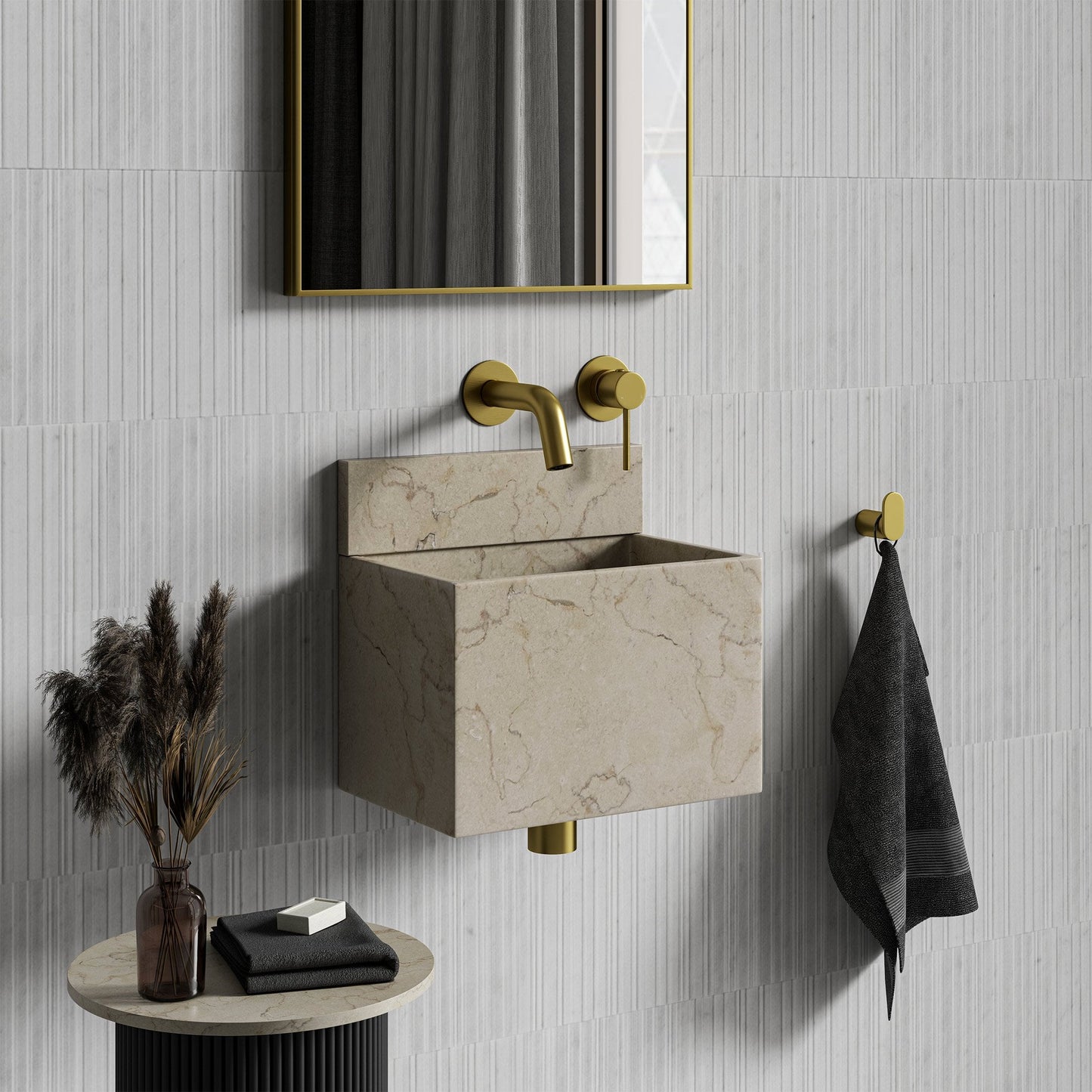 Melody Crema Marfil Marble Wall Hung Basin 300mm