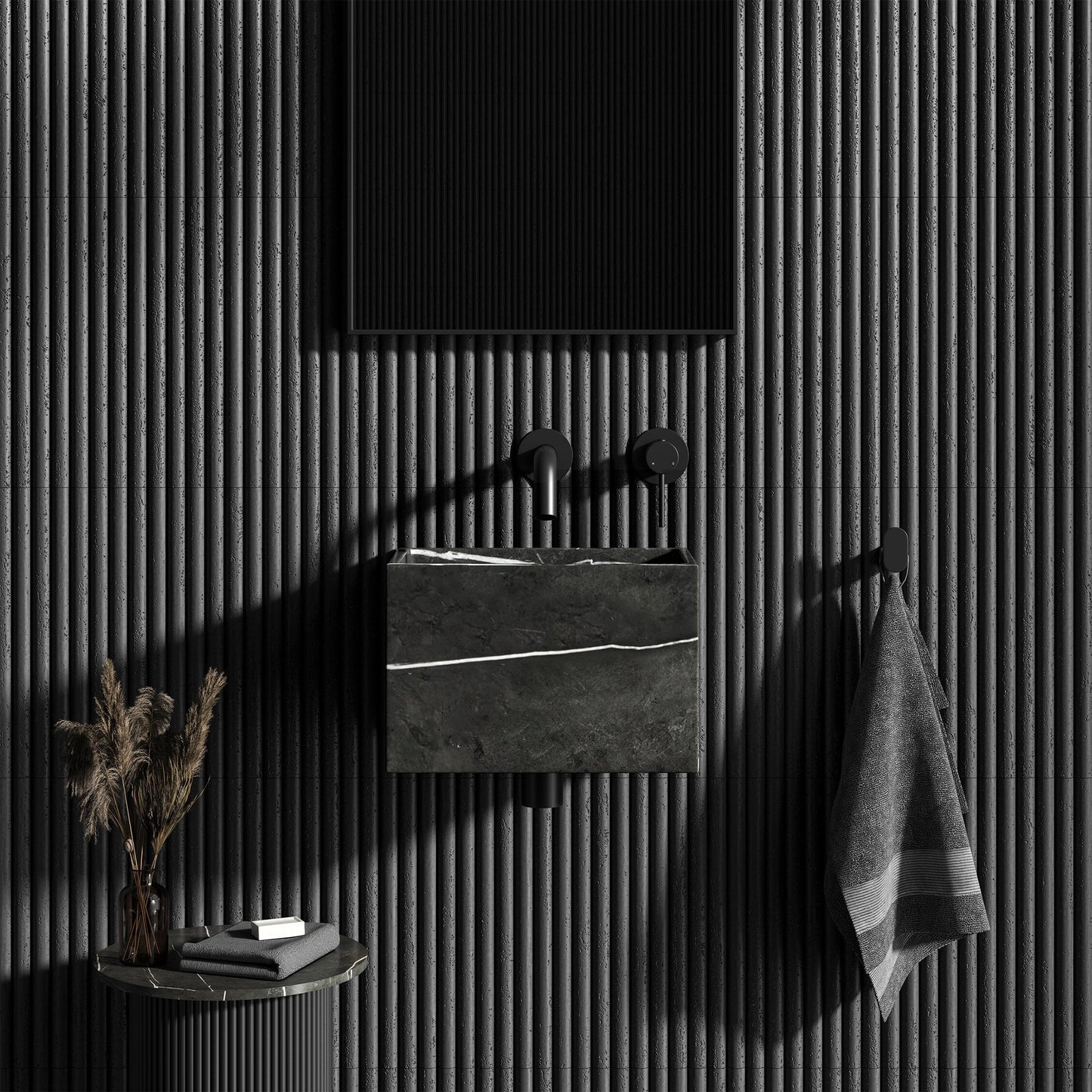 Melody Pietra Grey Marble Wall Hung Basin 300mm