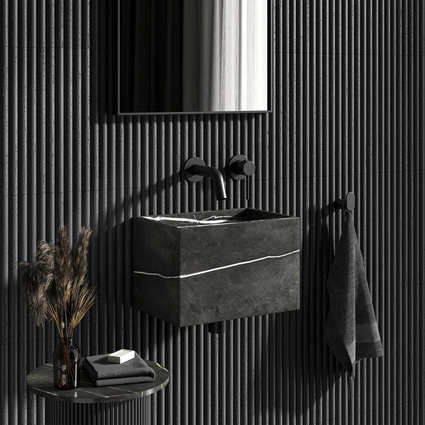 Melody Pietra Grey Marble Wall Hung Basin 300mm