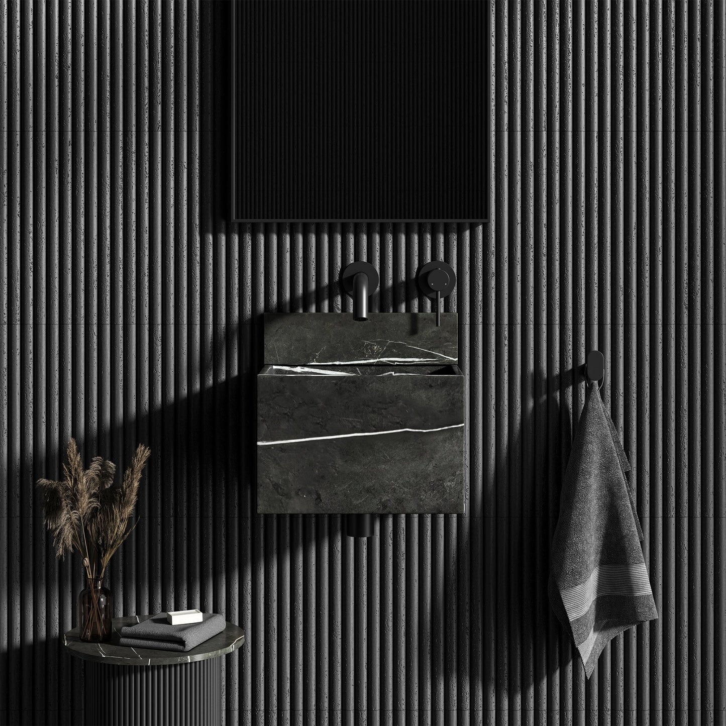 Melody Pietra Grey Marble Wall Hung Basin 300mm