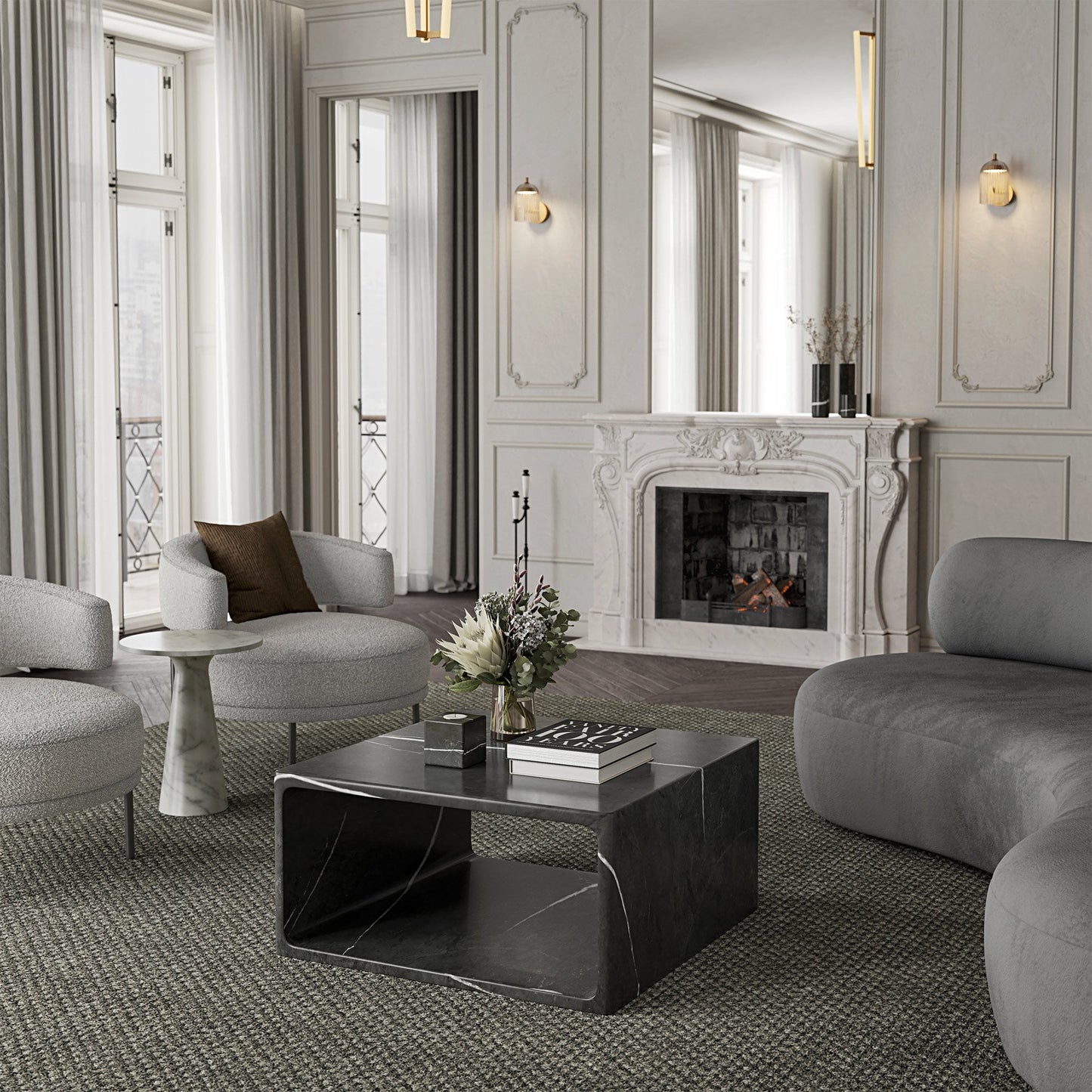 Tempo Pietra Grey Marble Coffee Table 800mm