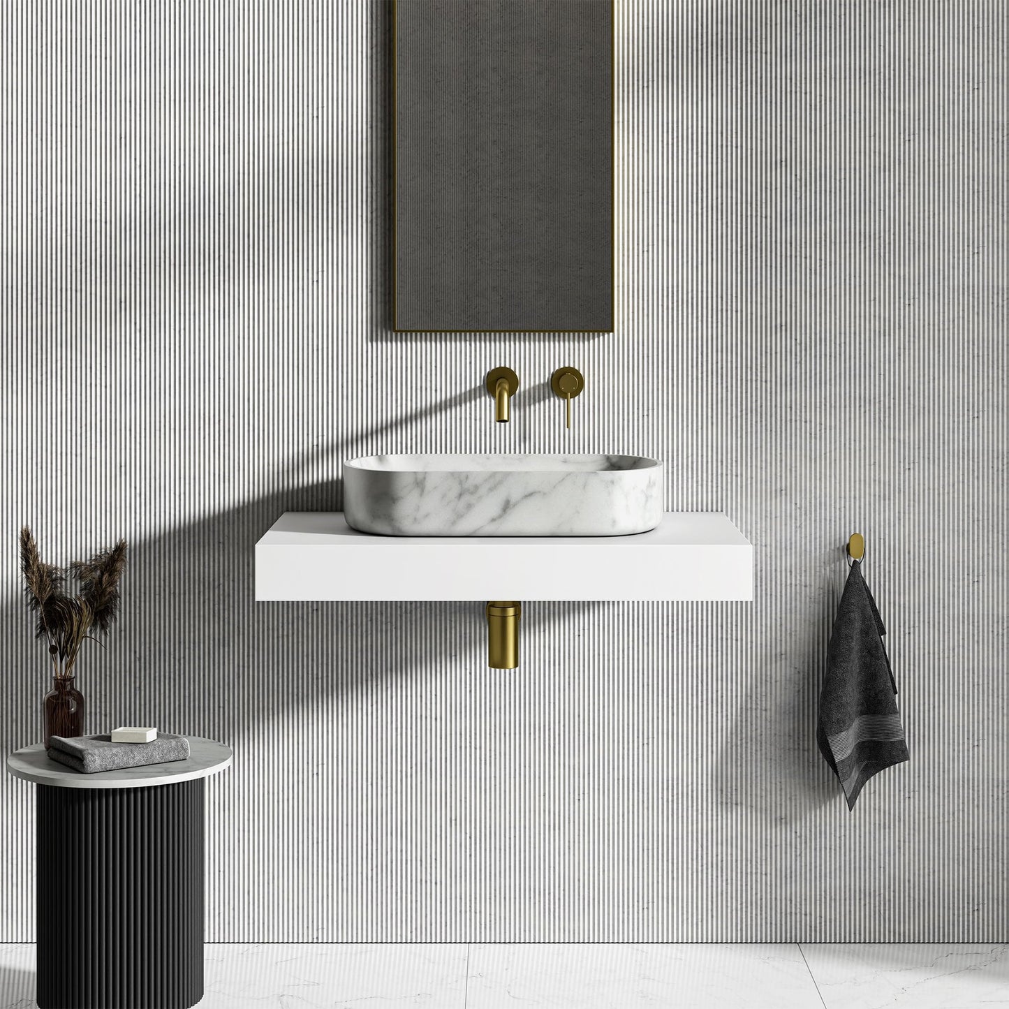 Flora Carrara Marble Countertop Basin 550mm