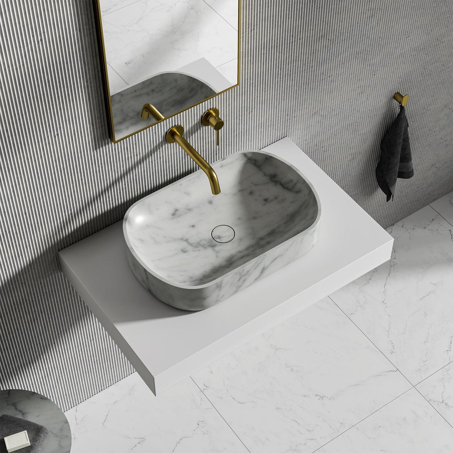 Flora Carrara Marble Countertop Basin 550mm