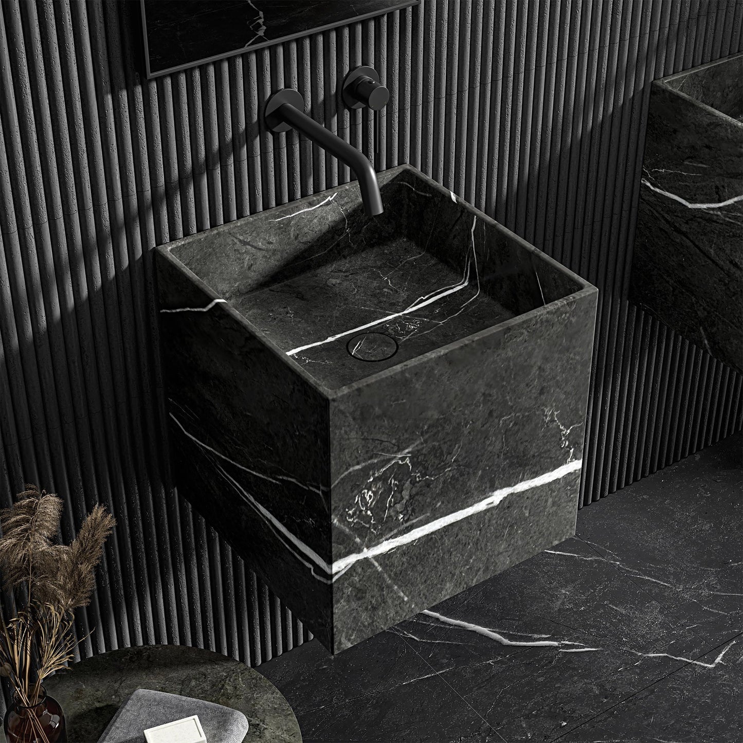 Ravine Pietra Grey Marble Wall Hung Basin 400mm