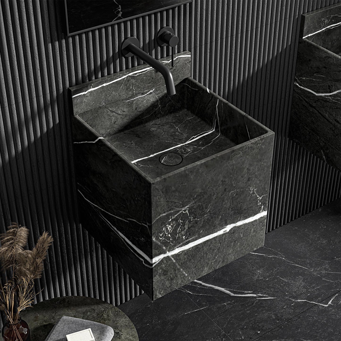 Ravine Pietra Grey Marble Wall Hung Basin 400mm