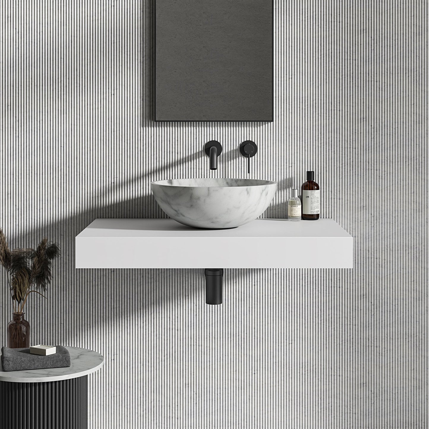 Zephyr Carrara Marble Countertop Basin 400mm