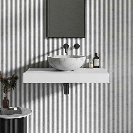 Zephyr Carrara Marble Countertop Basin 400mm