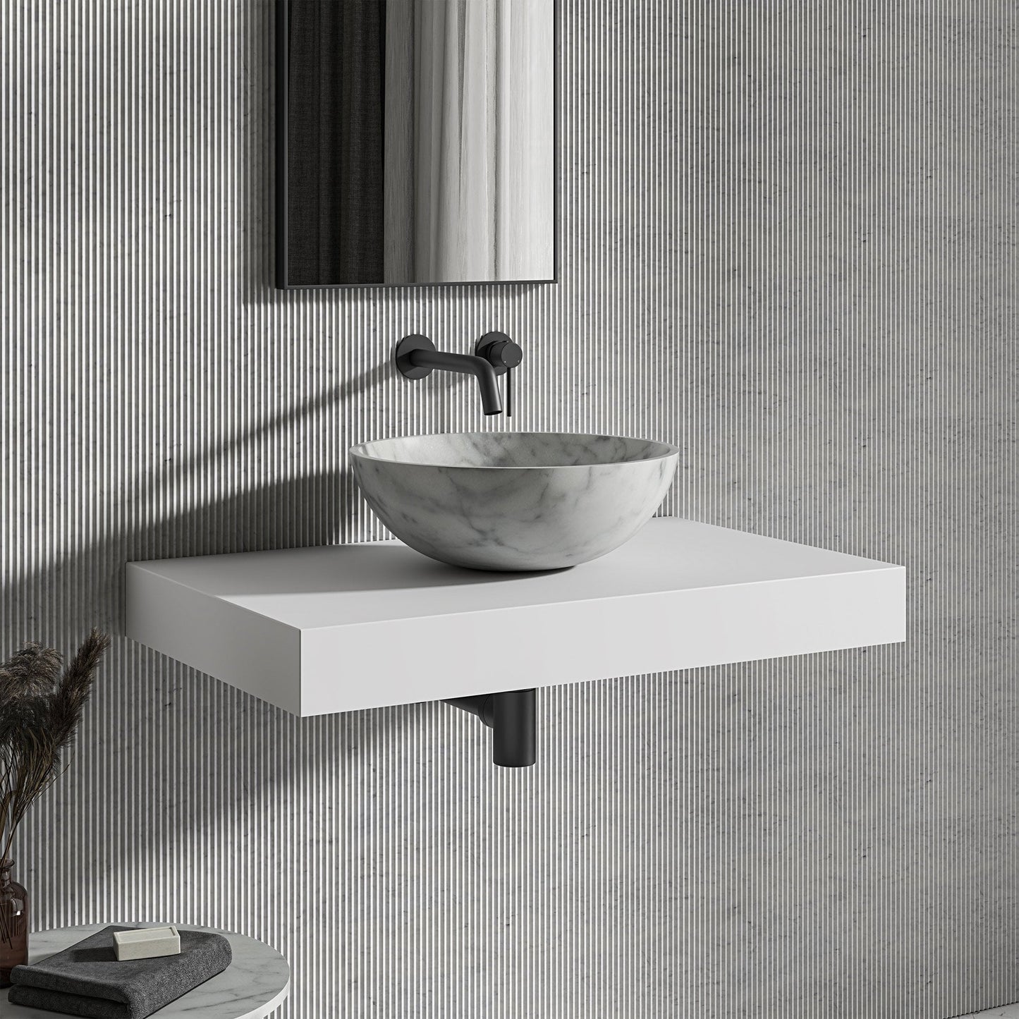 Zephyr Carrara Marble Countertop Basin 400mm