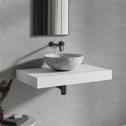 Zephyr Carrara Marble Countertop Basin 400mm