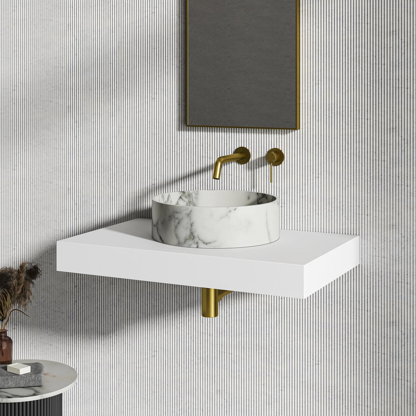 Arc Arabescato Marble Countertop Basin 400mm