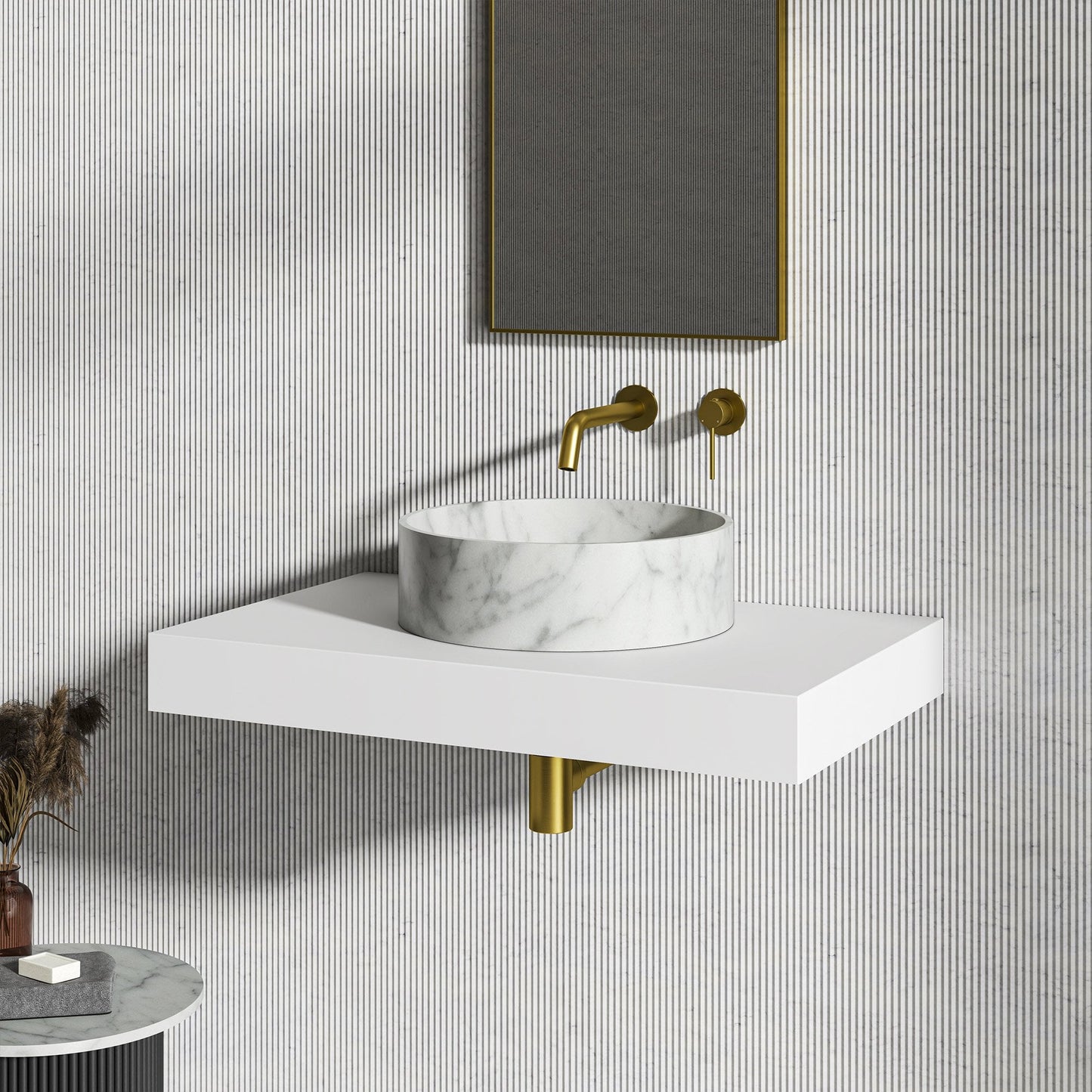 Arc Carrara Marble Countertop Basin 400mm