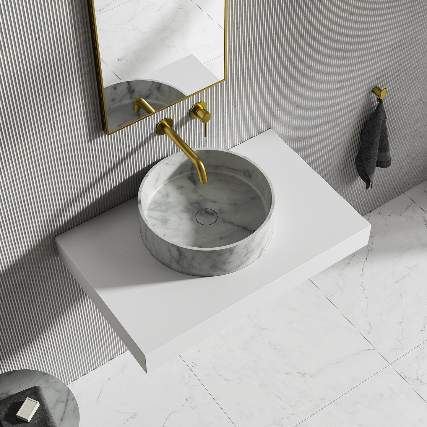 Arc Carrara Marble Countertop Basin 400mm