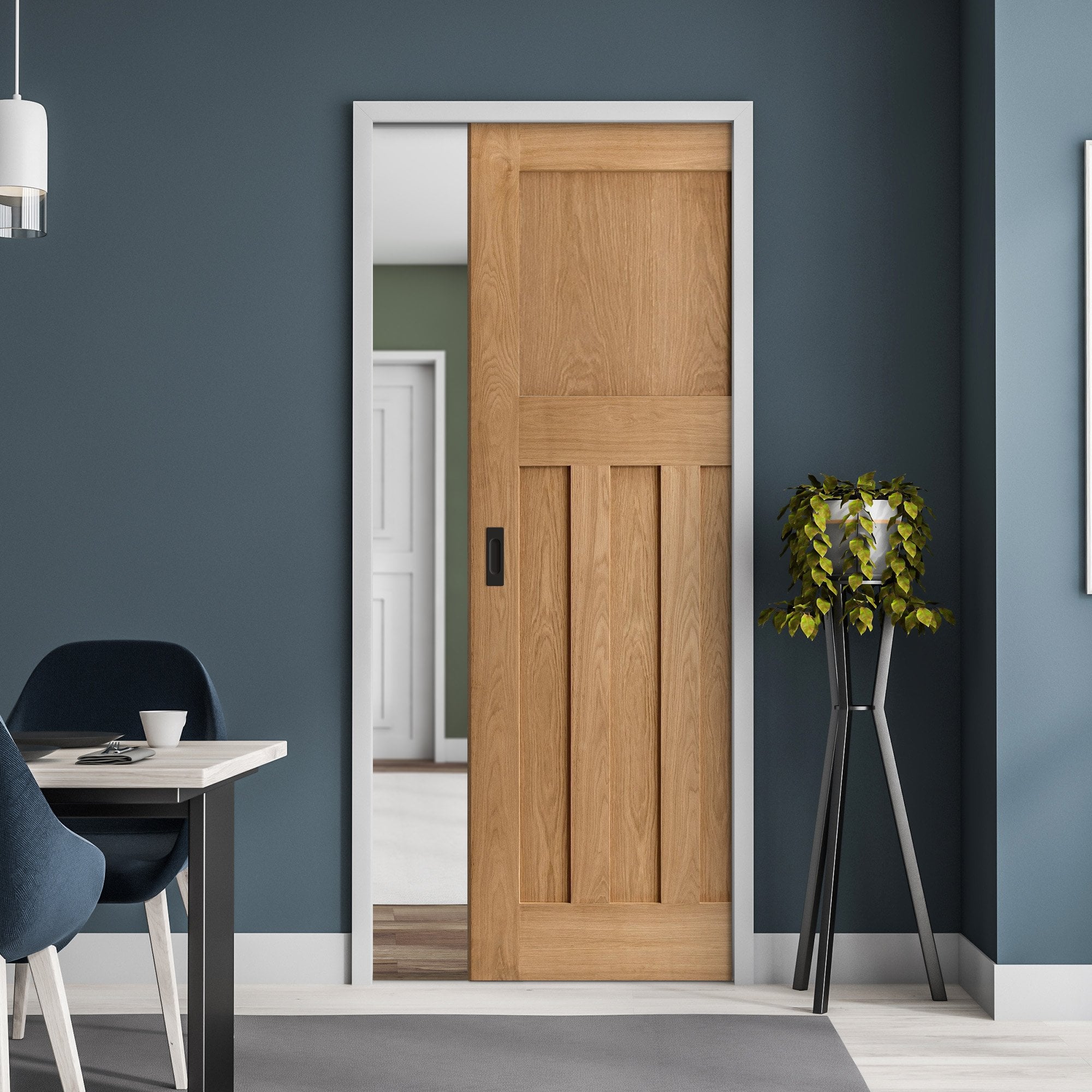 Liberty Doors Oak Unfinished 1930's DX 4 Panel Framed 100mm Pocket