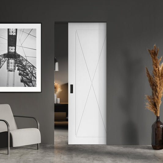 White Primed Internal Alexa 4 Panel Framed Pocket Door Set (123236)