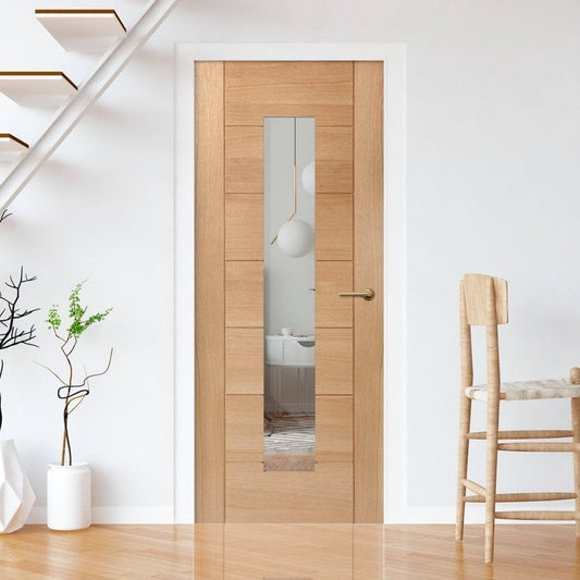 Oak Internal Fully Finished Pedrena 1 Light Clear Glass FD30 Fire Door (121945)